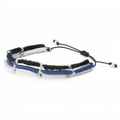 Waykins Black, White & Blue Braided Nylon & Metal Bead Bracelet -MEN'S BRACELETS Sales Store 8 3 5bb6e5b073ee552309c131ab6b24cafa