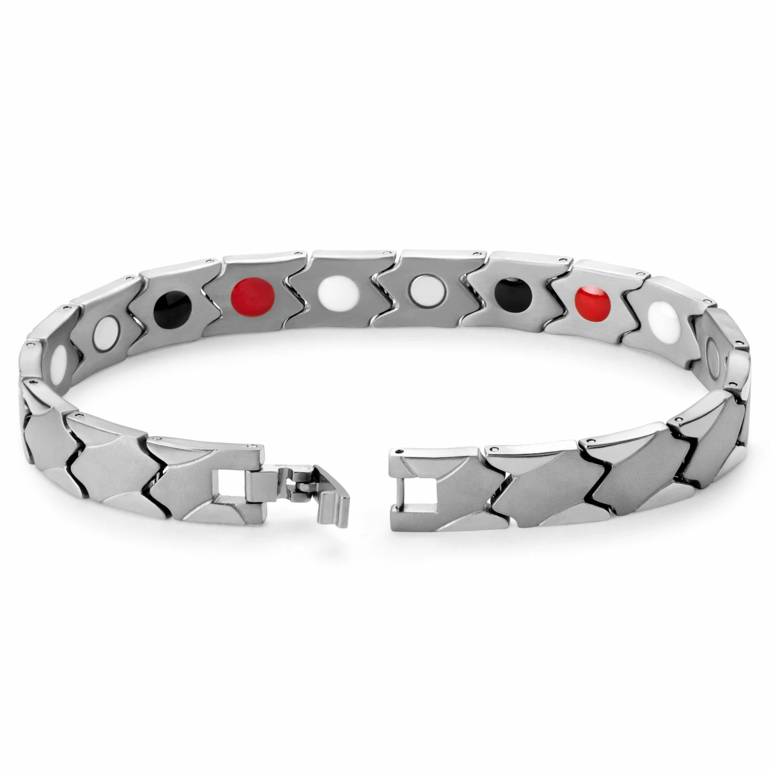 Lucleon Silver-Tone Asymmetric Titanium Magnetic Bracelet 2 Lucleon Silver-Tone Asymmetric Titanium Magnetic Bracelet - Image 2