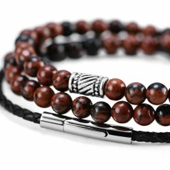 Neshraw Marbled Agate & Leather Bracelet Set 8 Neshraw Marbled Agate & Leather Bracelet Set -MEN'S BRACELETS Sales Store 8944 3