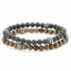 Waykins Wave | Silver-Tone Light Grey and Wooden Bracelet Set
