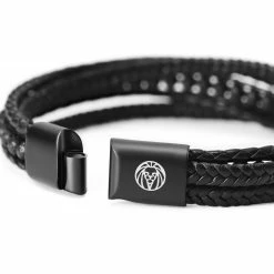 Lucleon Naxos | Black Braided Leather & Lava Rock Bracelet -MEN'S BRACELETS Sales Store 9 3.e6db8b23885e23e2527a217e31994287 3