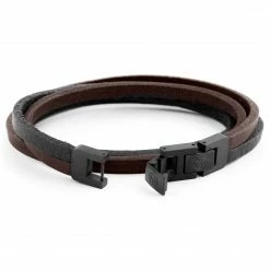 Lucleon Roy | Black & Dark Leather & Stainless Steel Double Strap Bracelet 9 Lucleon Roy | Black & Dark Leather & Stainless Steel Double Strap Bracelet -MEN'S BRACELETS Sales Store 9 3 142