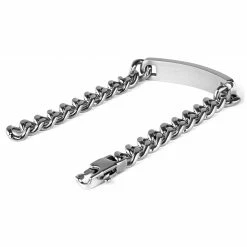 Fort Tempus Chunky 10mm Silver-Tone Stainless Steel ID Bracelet -MEN'S BRACELETS Sales Store 9 3 164 1 36