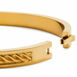 Lucleon Arie | Gold-Tone Stainless Steel Rope Texture Bangle Bracelet -MEN'S BRACELETS Sales Store 9 4 uze