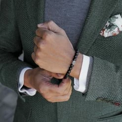 Lucleon Black Onyx & Stainless Steel Bracelet -MEN'S BRACELETS Sales Store 9059 square 1