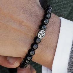 Lucleon Black Onyx & Stainless Steel Bracelet -MEN'S BRACELETS Sales Store 9059best 1