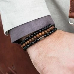 Lucleon Black Natural Stone & Wooden Bracelet Set -MEN'S BRACELETS Sales Store 9065 bracelet