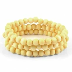 Collin Rowe Cream Wood Bead Bracelet Sets