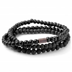 Lucleon Black Wooden & Lava Rock Wrap Bracelet