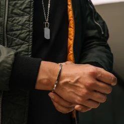 Lucleon Thin Silver-Tone Stainless Steel Cuff Bracelet -MEN'S BRACELETS Sales Store Silv082308de253204f70bc17d29296521f8 2 1