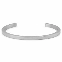 Lucleon Thin Silver-Tone Stainless Steel Cuff Bracelet