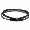 Lucleon Grey Leather & Matte Black Stone Bracelet Set