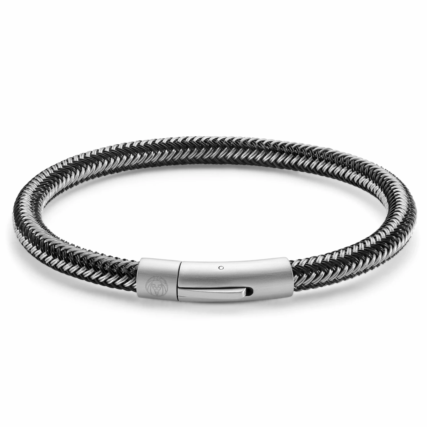 Lucleon Black & Silver-Tone Stainless Steel Cable Bracelet 3 Lucleon Black & Silver-Tone Stainless Steel Cable Bracelet - Image 3