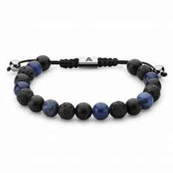 Arkai Sanatio | 8mm Black & Blue Lava Rock, Onyx & Sodalite Bracelet