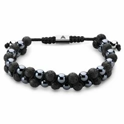 Arkai Sanatio | Black Lava Rock & Grey Hematite Double Bracelet