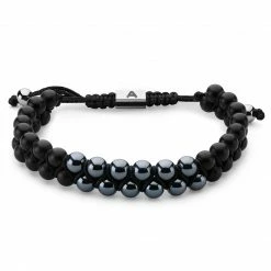 Arkai Sanatio | Black Onyx & Grey Hematite Double Bracelet