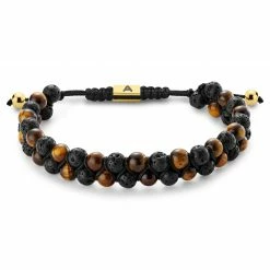 Arkai Sanatio | Black Lava Rock & Tiger's Eye Double Bracelet