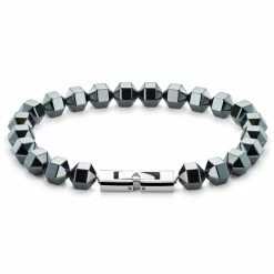 Arkai Sanatio | Grey Hematite & Stainless Steel Bracelet -MEN'S BRACELETS Sales Store avgfvjuhk