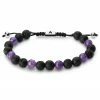 Arkai Sanatio | 6mm Black Lava Rock & Amethyst Bracelet