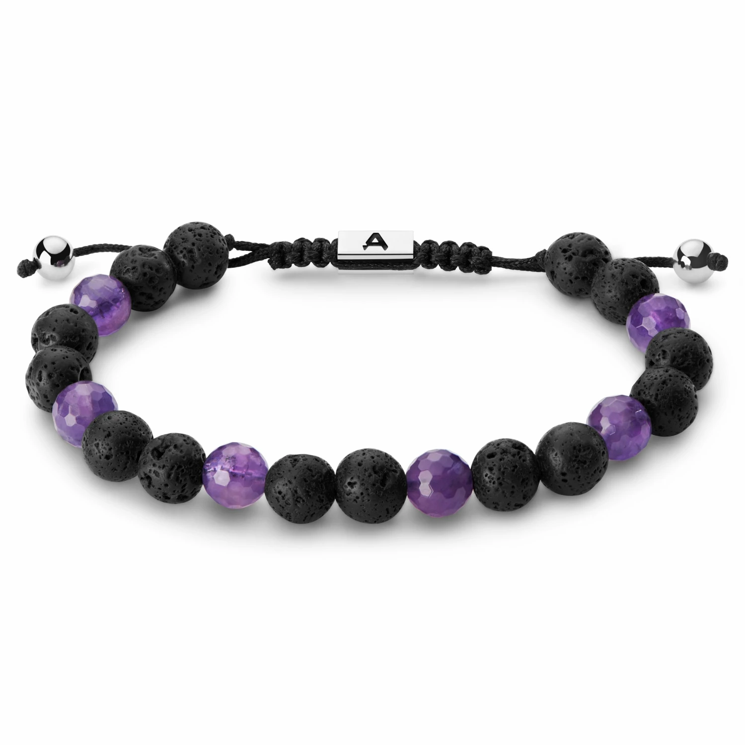 Arkai Sanatio | 6mm Black Lava Rock & Amethyst Bracelet 1 Arkai Sanatio | 6mm Black Lava Rock & Amethyst Bracelet