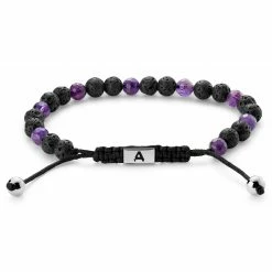 Arkai Sanatio | 6mm Black Lava Rock & Amethyst Bracelet 8 Arkai Sanatio | 6mm Black Lava Rock & Amethyst Bracelet -MEN'S BRACELETS Sales Store avugvfgliy