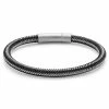 Lucleon Black & Silver-Tone Stainless Steel Cable Bracelet