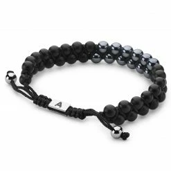 Arkai Sanatio | Black Onyx & Grey Hematite Double Bracelet -MEN'S BRACELETS Sales Store bgvfvlugjhj