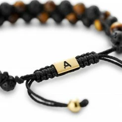Arkai Sanatio | Black Lava Rock & Tiger's Eye Double Bracelet -MEN'S BRACELETS Sales Store bgvvlugyhkj