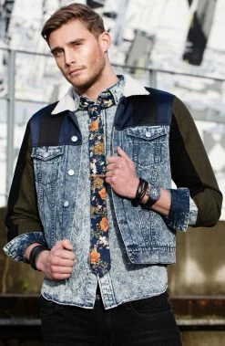 Collin Rowe Black & Gold-Tone Leather Wide Wrap Cuff Bracelet -MEN'S BRACELETS Sales Store billed 1 133