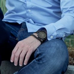 Lucleon Black Waxed Cotton & Silver Bracelet -MEN'S BRACELETS Sales Store black 01 1