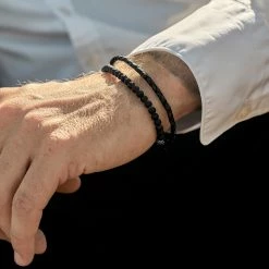 Lucleon All Black Leather & Natural Stone Bracelet Set -MEN'S BRACELETS Sales Store black 925 william bracelet 01