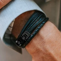 Lucleon Roy | All Black Leather & Stainless Steel Wrap Bracelet 10 Lucleon Roy | All Black Leather & Stainless Steel Wrap Bracelet -MEN'S BRACELETS Sales Store black black roy leather bracelet 1