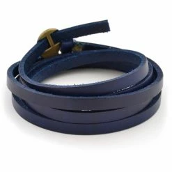 Collin Rowe Wrap-around Blue Leather Adjustable Bracelet