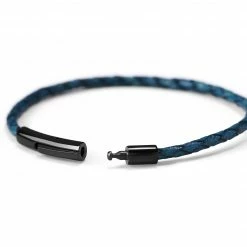 Lucleon Navy Blue Leather & Black Stone Bracelet Set -MEN'S BRACELETS Sales Store blue925 1