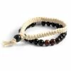 Lucleon Brown & Black Natural Stones & White Cotton Bracelet Set