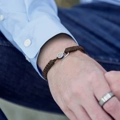 Lucleon Dark Brown Waxed Cotton & Silver Bracelet -MEN'S BRACELETS Sales Store bracelet 15