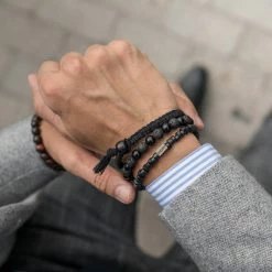 Lucleon Black Lava Rock, Onyx & Coconut Bracelet Set -MEN'S BRACELETS Sales Store bracelets2