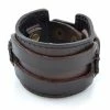 Collin Rowe Wide Brown Leather Cuff Bracelet