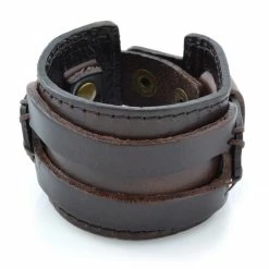 Collin Rowe Wide Brown Leather Cuff Bracelet