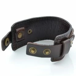 Collin Rowe Wide Brown Leather Cuff Bracelet -MEN'S BRACELETS Sales Store bredt brunt to stribet laderarmband 3
