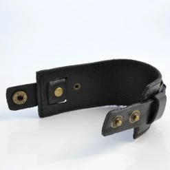 Collin Rowe Black & Gold-Tone Leather Wide Wrap Cuff Bracelet -MEN'S BRACELETS Sales Store bredt sort to stribet l derarmba nd 3