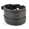 Collin Rowe Wide Raw Black Leather Cuff Bracelet