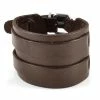 Collin Rowe Wide Raw Brown Leather Cuff Bracelet