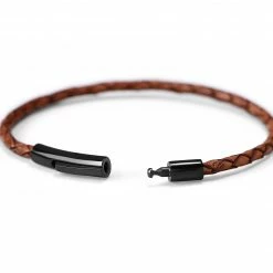 Lucleon Rusty Brown Leather & Beige-Tone Stone Bracelet Set -MEN'S BRACELETS Sales Store brownb