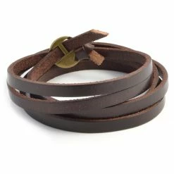 Collin Rowe Wrap-around Brown Leather Adjustable Bracelet