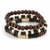 Collin Rowe Brown, Beige & Black Wood Bead Bracelet