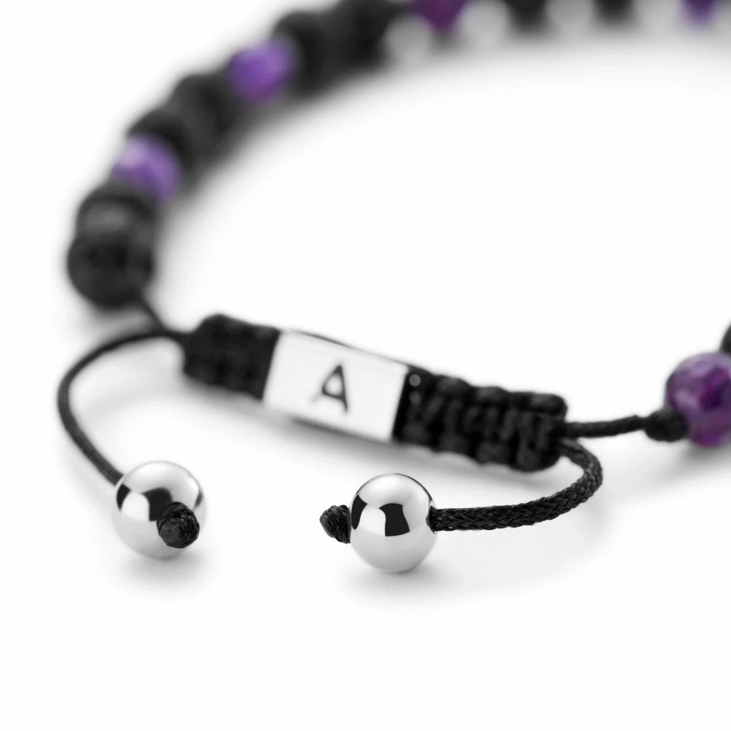 Arkai Sanatio | 6mm Black Lava Rock & Amethyst Bracelet 5 Arkai Sanatio | 6mm Black Lava Rock & Amethyst Bracelet - Image 5