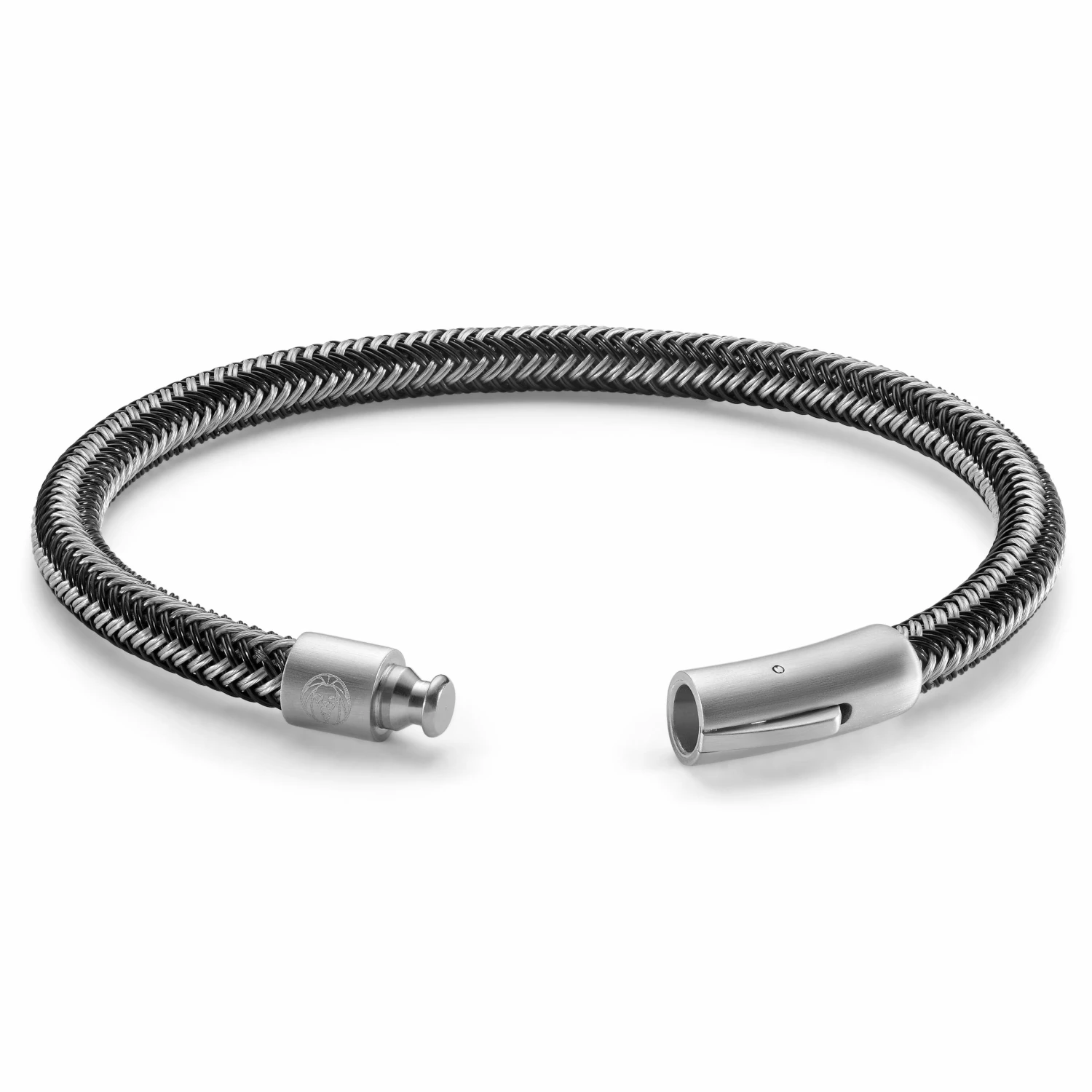 Lucleon Black & Silver-Tone Stainless Steel Cable Bracelet 2 Lucleon Black & Silver-Tone Stainless Steel Cable Bracelet - Image 2