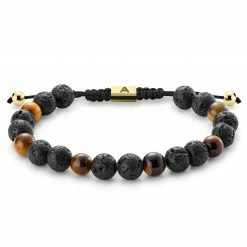 Arkai Sanatio | Black Lava Rock & Tiger's Eye Bracelet