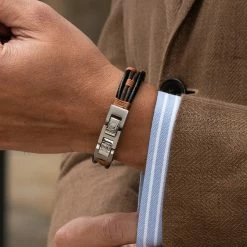 Lucleon Icon | Brown & Black Leather Cord Bracelet -MEN'S BRACELETS Sales Store dlaodola 1